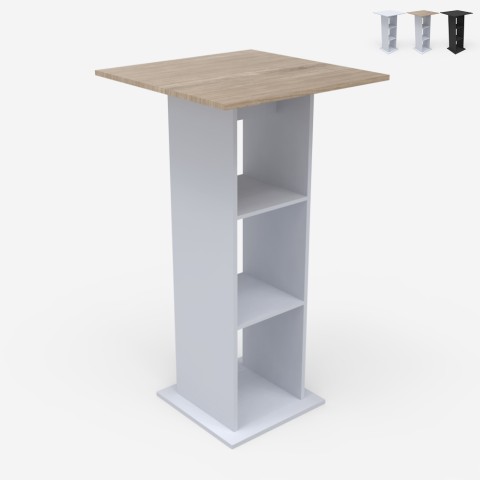 Hochbartisch Esszimmer Beistelltisch mit 3 Regaleböden 60x60cm Sunet Aktion