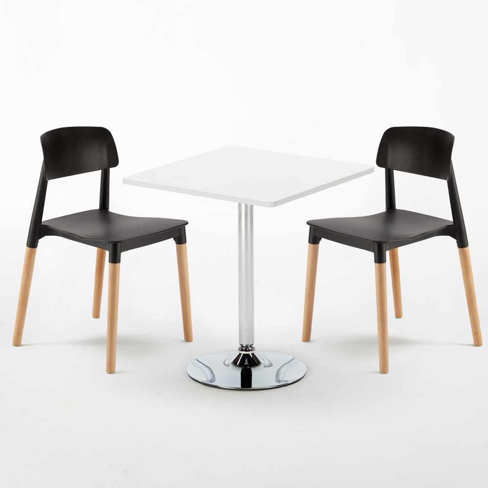 Weiß Quadratisch Tisch Und 2 Stühle Farbiges Polypropylen-Innenmastenset Barcellona Cocktail