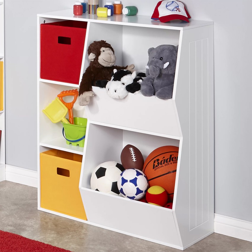  Lutelle: Weißer Spielzeugschrank für das Kinderzimmer mit Fächern 