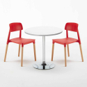Weiß Rund Tisch und 2 Stühle Farbiges Polypropylen-Innenmastenset Barcellona Long Island Lagerbestand