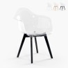 Moderne Transparente Polycarbonat Sessel mit Holzbeinen Arinor Aktion