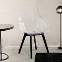 Moderne Transparente Polycarbonat Sessel mit Holzbeinen Arinor Sales