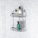 Eckiges Duschregal aus Edelstahl mit zwei Ebenen für das Compact-Badezimmer Verkauf