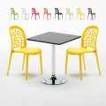 Schwarz Quadratisch Tisch und 2 Stühle Farbiges Polypropylen-Innenmastenset Wedding Mojito