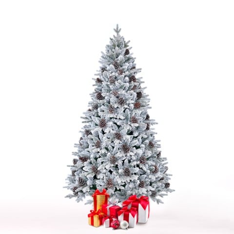Künstlicher verschneiter Weihnachtsbaum mit Zapfen 180 cm Faaborg Aktion
