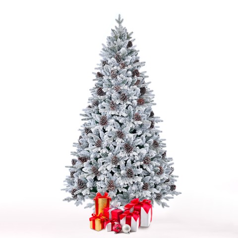 Künstlicher verschneiter Weihnachtsbaum 210cm hoch mit Tannenzapfen Bildsberg Aktion