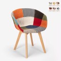 Patchwork Stuhl aus Holz und Stoff Nordisches Design Küche Bar Restaurant Pigeon Verkauf