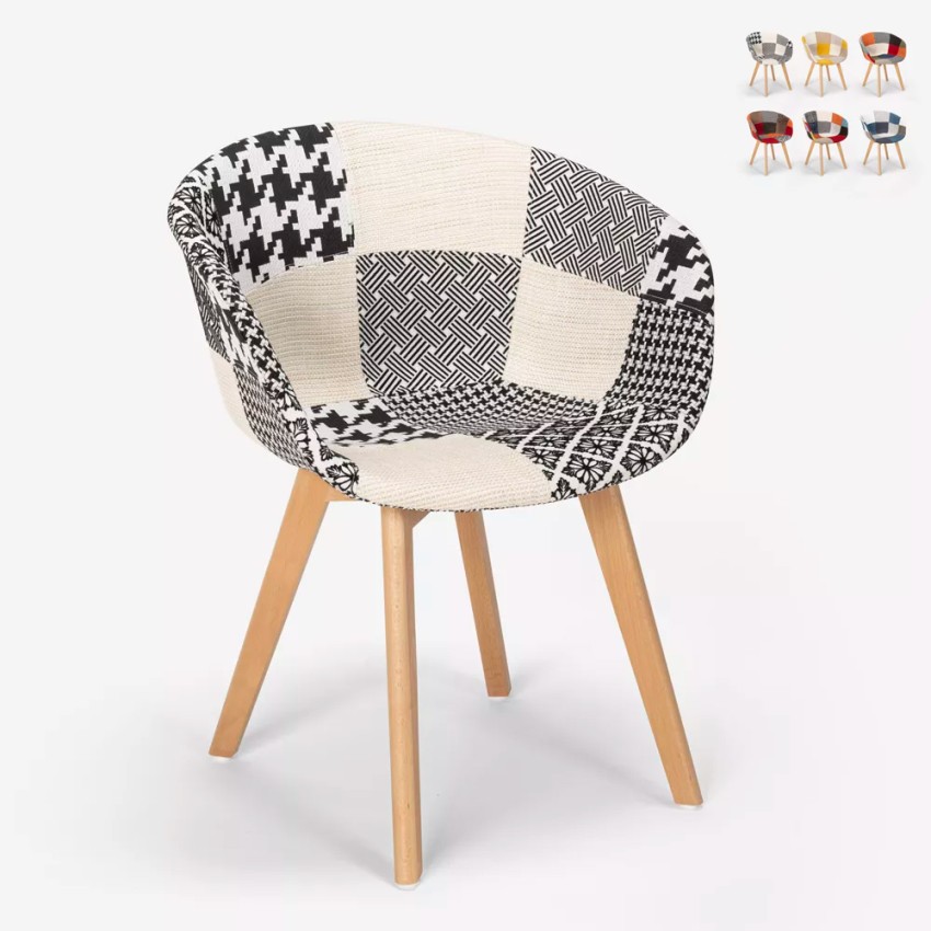 Patchwork Stuhl aus Holz und Stoff Nordisches Design Küche Bar Restaurant Pigeon Rabatte Patchwork Stuhl aus Holz und Stoff Nordisches Design Küche Bar Restaurant Pigeon Rabatte