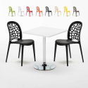 Weiß Quadratisch Tisch und 2 Stühle Farbiges Polypropylen-Innenmastenset Wedding Cocktail