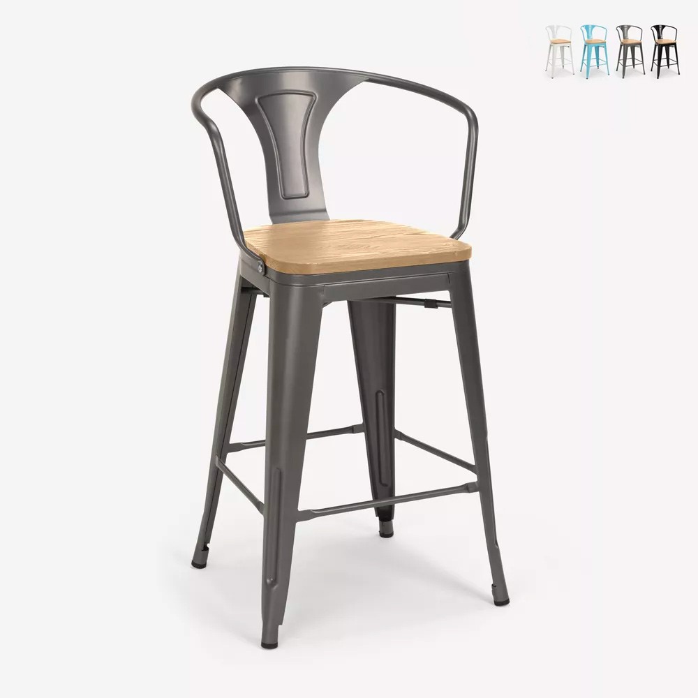 Hoher barhocker industrielles design bar küche Steel Wood Back Light