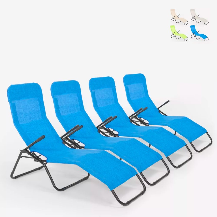 4er Set Liegestühle Strandliegen Sonnenliegen klappbar aus Stahl für Strand und Garten Pasha Verkauf