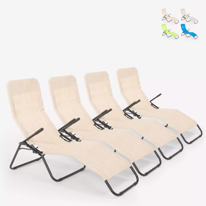 4er Set Liegestühle Strandliegen Sonnenliegen klappbar aus Stahl für Strand und Garten Pasha Aktion