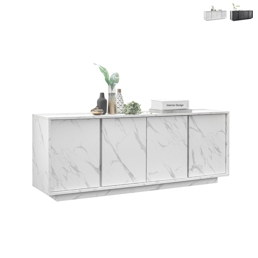 Moderne Design-Kommode mit 4 Türen in Marmoroptik 180x43x79cm Athens Verkauf Moderne Design-Kommode mit 4 Türen in Marmoroptik 180x43x79cm Athens Verkauf
