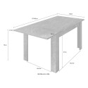 Ausziehbarer Esstisch mit marmoreffekt 90x137-185cm modern Auris Maße