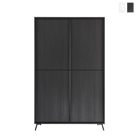 Moderner 4-türiger Schrank, hohe Anrichte Wohnzimmer 104x174cm Perham Aktion