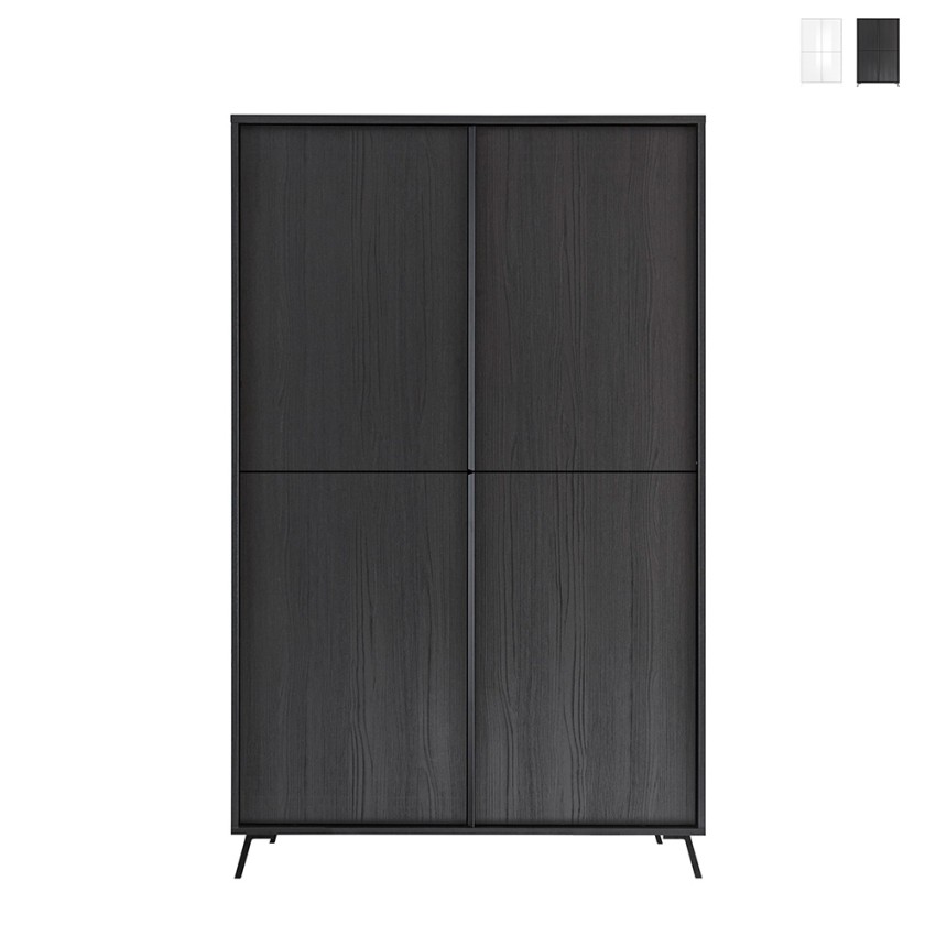 Moderner 4-türiger Schrank, hohe Anrichte Wohnzimmer 104x174cm Perham Aktion