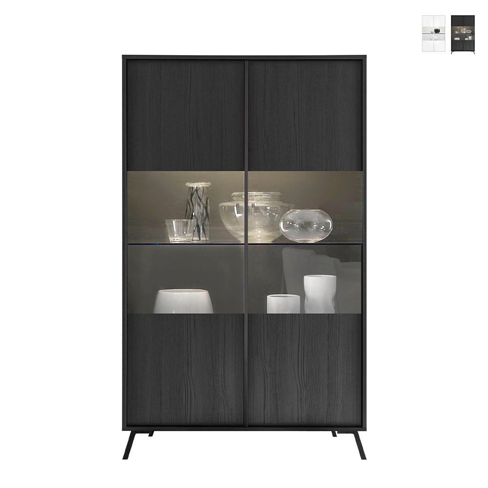 Moderne Design-Vitrine für Wohnzimmer, 2 Glastüren, Modell Bellac
