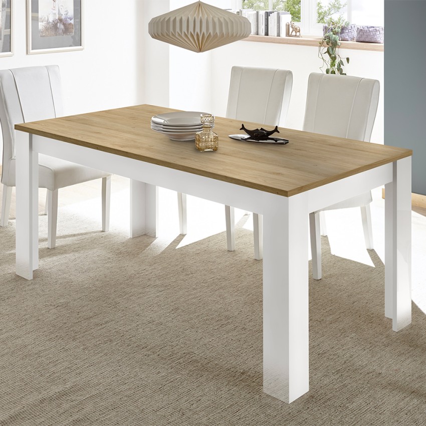 Tisch 180x90cm Küche Esszimmer Weiß Hochglanz Eiche Bellerose Aktion