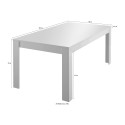 Tisch 180x90cm Küche Esszimmer Weiß Hochglanz Eiche Bellerose Sales