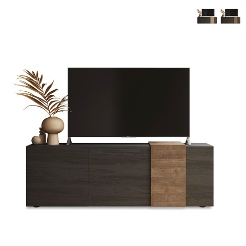 Moderner TV-Schrank mit 3 Türen in Grau Holz 181x44x86cm Suite Aktion