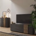 Modernes Design TV-Ständer mit 3 Türen, graues Holz, 181x44x59 cm Suite Maße