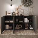 Moderne Anrichte Byron mit 3 Türen, 181x44x86cm, für Wohnzimmer und Küche Maße