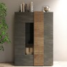 Moderne Vitrine für Wohnzimmer 2 Türen in Holzoptik, Grau, Adalia Sales