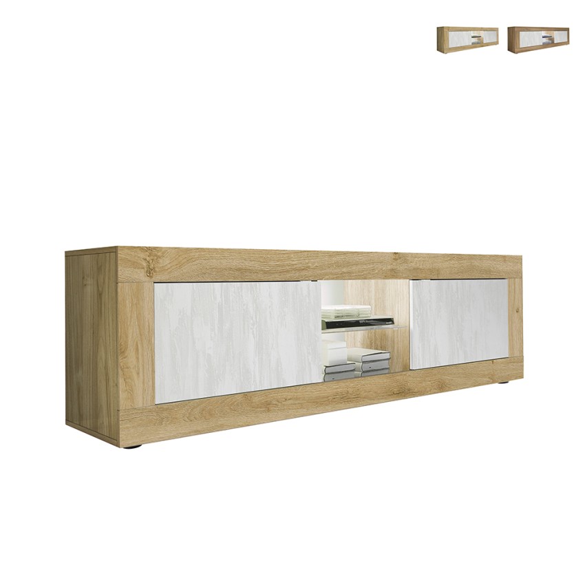 Moderner TV-Schrank aus Holz mit 2 Türen, Weiß, 180 cm, Nolux WB Basic Aktion