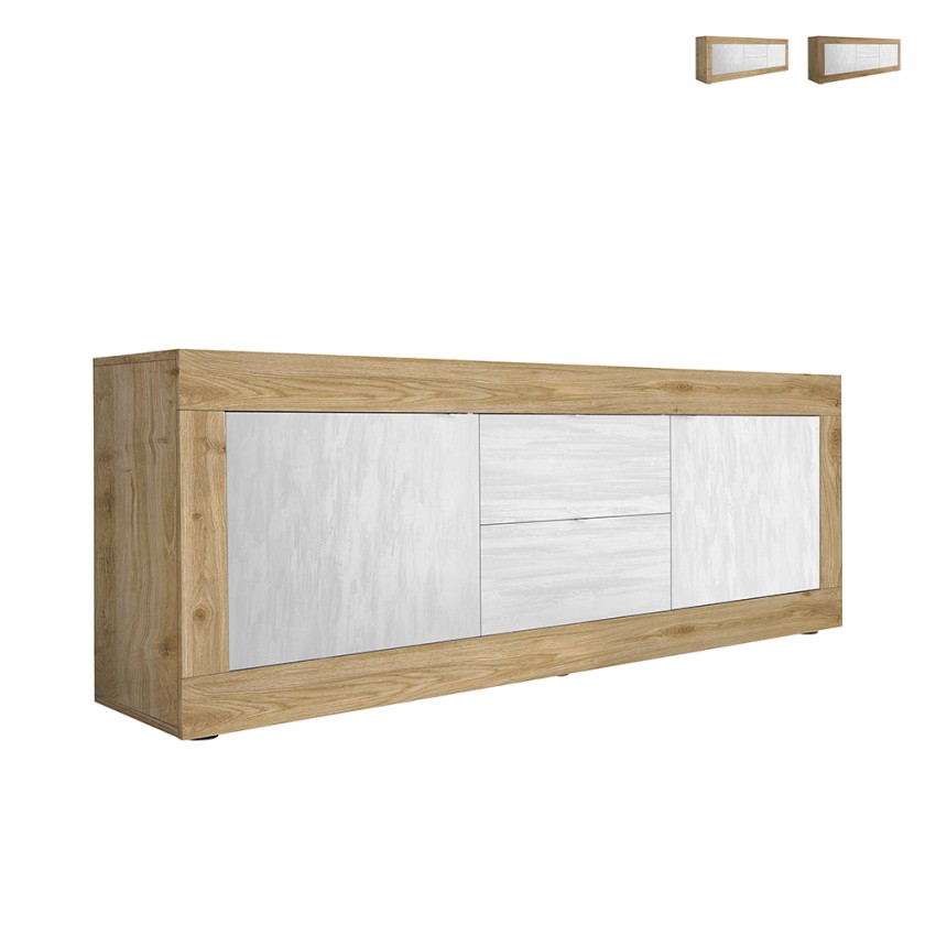 Weißer TV-Schrank Visio WB, 210 cm, Holz, 2 Türen, 2 Schubladen Aktion Weißer TV-Schrank Visio WB, 210 cm, Holz, 2 Türen, 2 Schubladen Aktion
