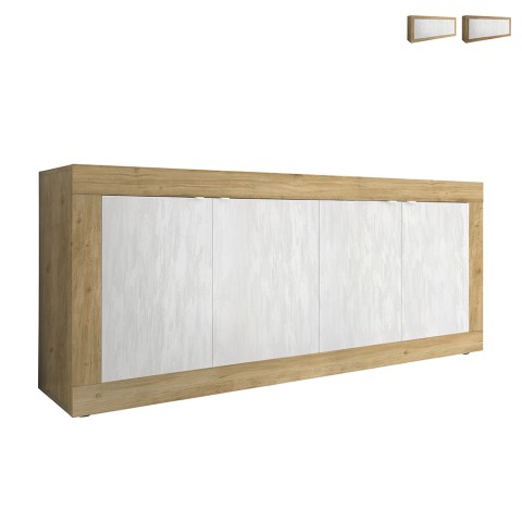 Sideboard Altea WB - Holzbuffet 207 cm, Weiß, 4 Türen Aktion