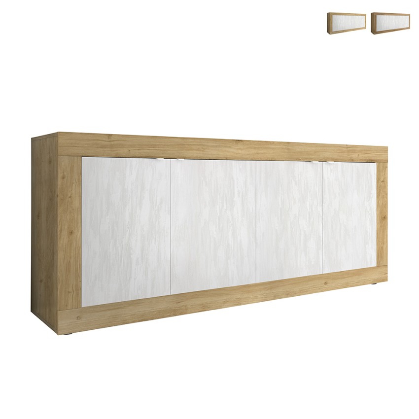 Sideboard Altea WB - Holzbuffet 207 cm, Weiß, 4 Türen Aktion