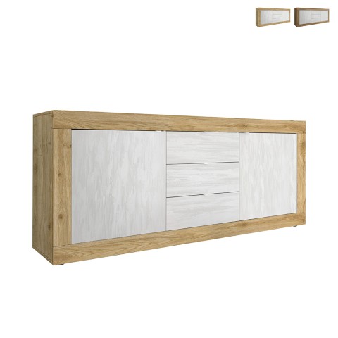Moderne Holz-Kommode 3 Schubladen 2 Türen weiß Tribus WB Basic Aktion