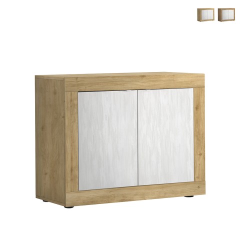 Sideboard Aufbewahrungsschrank 114x42 cm Holz 2 Türen weiß Sedis BW Basic Aktion