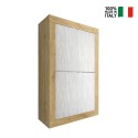 Credenza 4 Türen Weiß Hochschrank Sideboard Küche Holz Novia WB Basic Rabatte