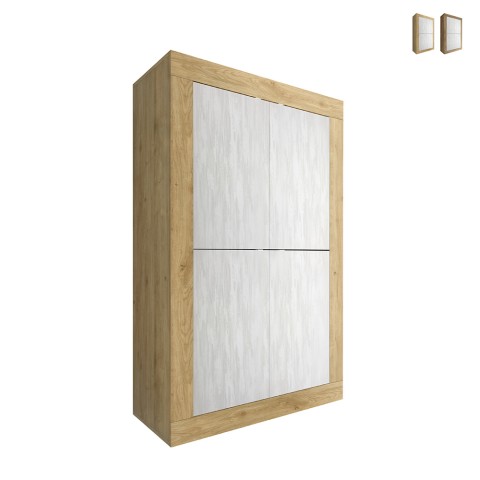 Weißer Schrank 4 Türen Hochkommode Küche Holz Novia WB Basic Aktion