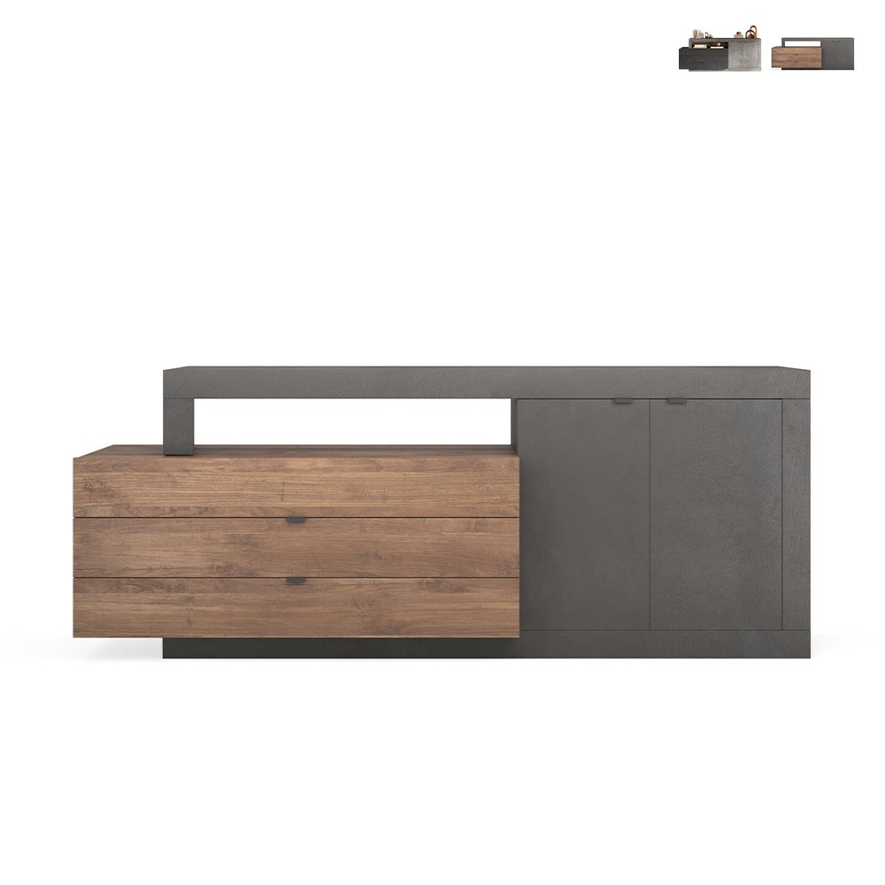 Madia Sideboard 2 Türen 3 Schubladen modernes Design 200x42x82cm Milton