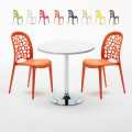 Weiß Rund Tisch und 2 Stühle Farbiges Polypropylen-Innenmastenset Wedding Long Island