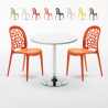 Weiß Rund Tisch und 2 Stühle Farbiges Polypropylen-Innenmastenset Wedding Long Island