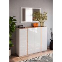Moderne Schuhschrank 4 Türen weiß Hochglanz Eiche 140x35x111cm Chelsea Sales