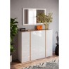 Moderne Schuhschrank 4 Türen weiß Hochglanz Eiche 140x35x111cm Chelsea Sales