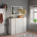 Moderne Schuhschrank 4 Türen weiß Hochglanz Eiche 140x35x111cm Chelsea Aktion
