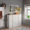 Moderne Schuhschrank 4 Türen weiß Hochglanz Eiche 140x35x111cm Chelsea Aktion