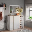 Moderne Schuhschrank 4 Türen weiß Hochglanz Eiche 140x35x111cm Chelsea Rabatte