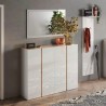 Moderne Schuhschrank 4 Türen weiß Hochglanz Eiche 140x35x111cm Chelsea Lagerbestand