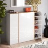 Moderne Schuhschrank 4 Türen weiß Hochglanz Eiche 140x35x111cm Chelsea Auswahl