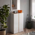 Schuhschrank Indy mit 2 Türen, 70x35x111cm, weiß glänzend Holz Aktion
