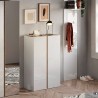 Schuhschrank Indy mit 2 Türen, 70x35x111cm, weiß glänzend Holz Lagerbestand