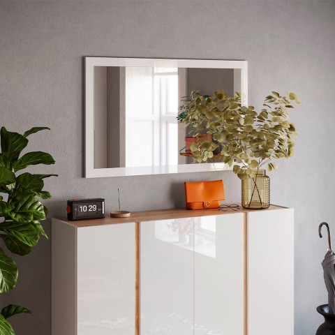 Moderner Spiegel 110x60 cm Wand Flur Rahmen Hochglanz Weiß Nadine Aktion