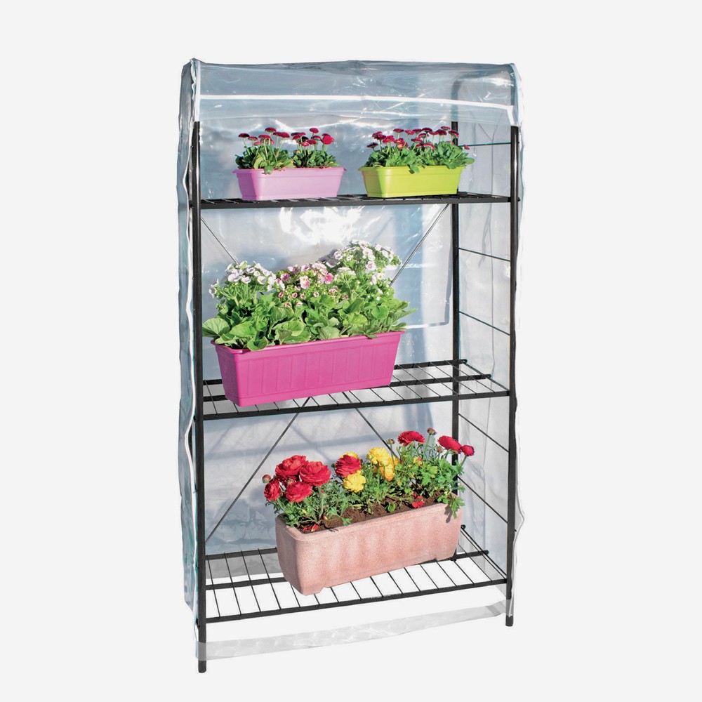 Balkon Gewächshaus 3 Regale Pflanzen Blumen-Garten 84x43xh160cm Spring 160