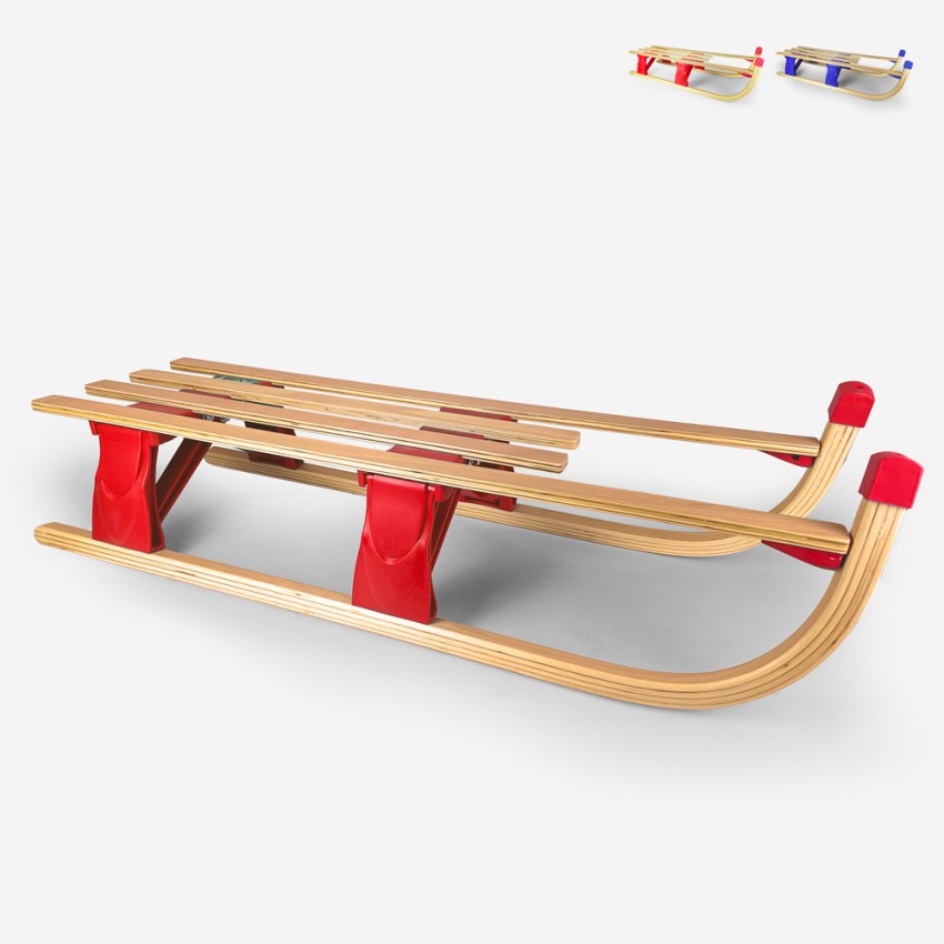Schlitten 2 Sitzer für Kinder aus Holz faltbar Schnee Rudy Verkauf